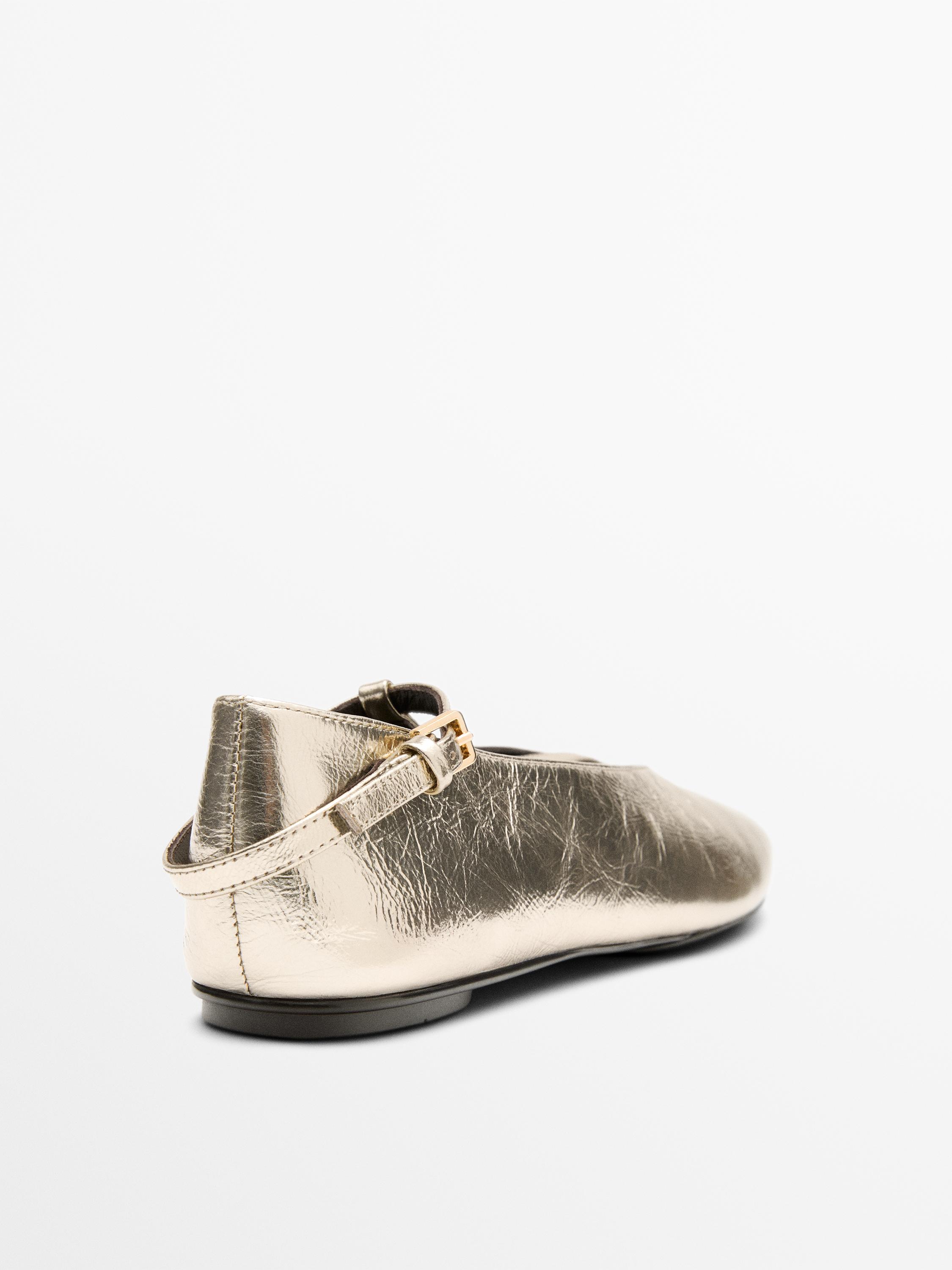 Ballerines métallisées avec bride sur l’empeigne